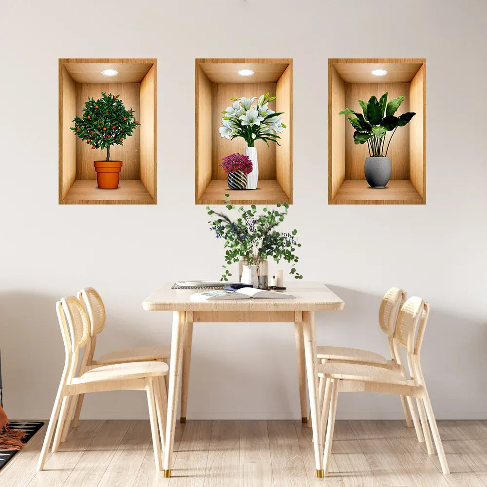 Wall-Friendly 3D Plant Stickers (Pack of 3)