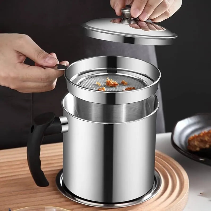 Effortless Oil Strainer Pot β Clean, Reusable & Spill-Free Storage