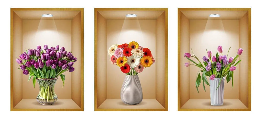 Wall-Friendly 3D Plant Stickers (Pack of 3)
