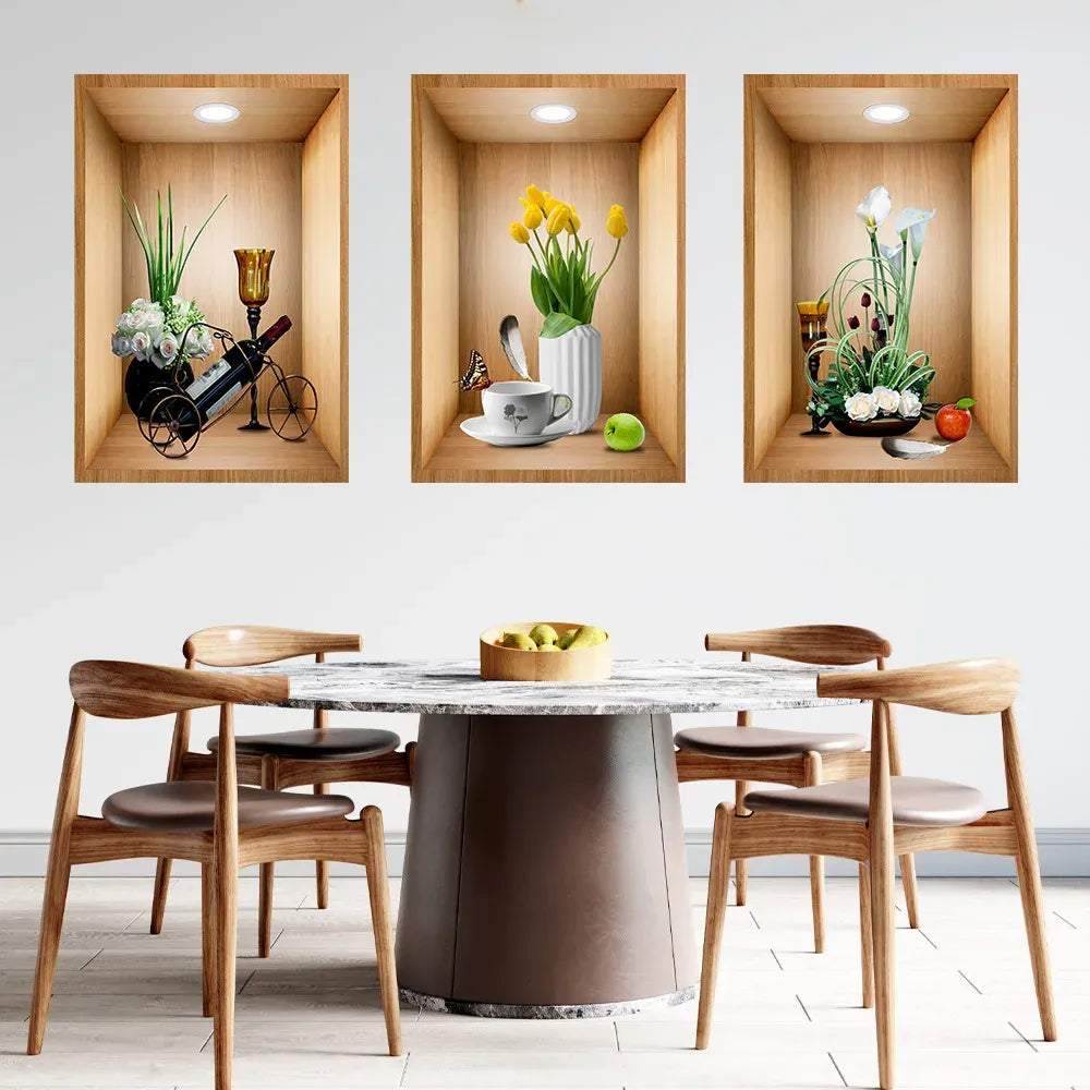 Wall-Friendly 3D Plant Stickers (Pack of 3)